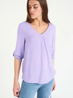 GATE Klasyczna wiskozowa bluzka z dekoltem w serek|Damskie Koszulki I Topy·Bluzki|Koszulki I Topy·Koszule Damskie