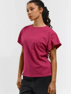 GATE Klasyczny bawełniany t-shirt z marszczeniami| Koszulki I Topy·Koszulki