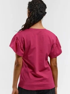 GATE Klasyczny bawełniany t-shirt z marszczeniami| Koszulki I Topy·Koszulki