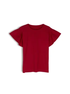 GATE Klasyczny bawełniany t-shirt z marszczeniami| Koszulki I Topy·Koszulki