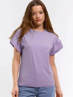 GATE Klasyczny bawełniany t-shirt z marszczeniami| Koszulki I Topy·Koszulki