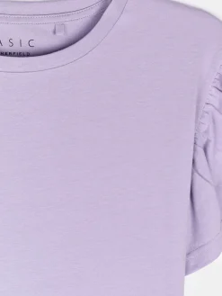 GATE Klasyczny bawełniany t-shirt z marszczeniami| Koszulki I Topy·Koszulki