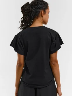 GATE Klasyczny bawełniany t-shirt z marszczeniami| Koszulki I Topy·Koszulki