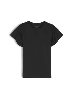 GATE Klasyczny bawełniany t-shirt z marszczeniami| Koszulki I Topy·Koszulki