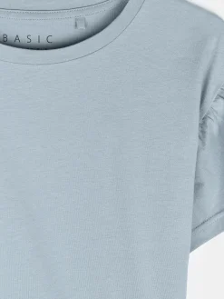 GATE Klasyczny bawełniany t-shirt z marszczeniami| Koszulki I Topy·Koszulki