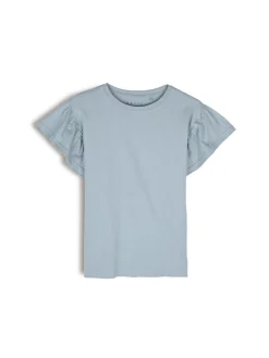 GATE Klasyczny bawełniany t-shirt z marszczeniami| Koszulki I Topy·Koszulki