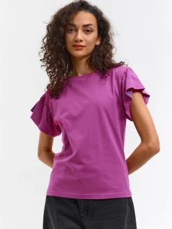 GATE Klasyczny bawełniany t-shirt z marszczeniami| Koszulki I Topy·Koszulki