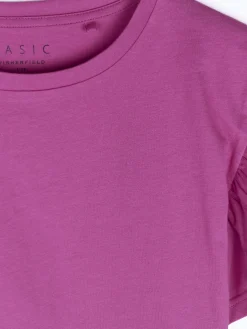 GATE Klasyczny bawełniany t-shirt z marszczeniami| Koszulki I Topy·Koszulki