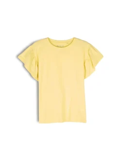 GATE Klasyczny bawełniany t-shirt z marszczeniami| Koszulki I Topy·Koszulki