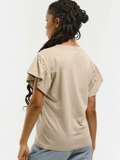 GATE Klasyczny bawełniany t-shirt z marszczeniami| Koszulki I Topy·Koszulki