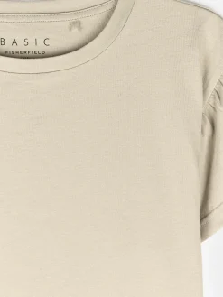 GATE Klasyczny bawełniany t-shirt z marszczeniami| Koszulki I Topy·Koszulki