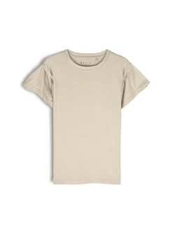 GATE Klasyczny bawełniany t-shirt z marszczeniami| Koszulki I Topy·Koszulki