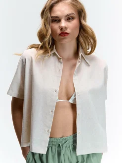 GATE Koszula z domieszką lnu|Damskie Koszulki I Topy·Koszule Damskie