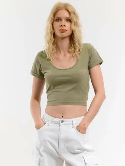 GATE Koszulka basic z elastyczną gumką| Koszulki I Topy·Koszulki|Koszulki I Topy·Crop Top ☀️