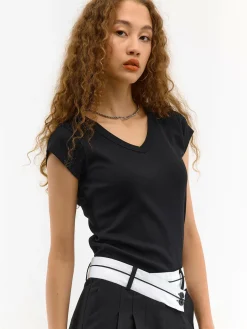 GATE Koszulka z dekoltem w serek| Koszulki I Topy·Koszulki