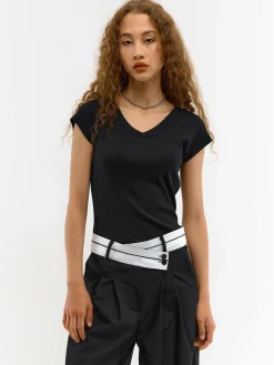 GATE Koszulka z dekoltem w serek| Koszulki I Topy·Koszulki