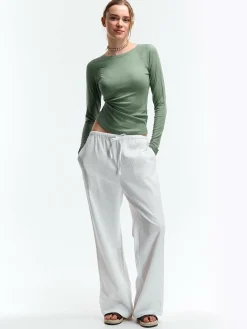 GATE Koszulka z żebrowanej dzianiny| Koszulki I Topy·Koszulki