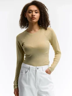 GATE Koszulka z żebrowanej dzianiny| Koszulki I Topy·Koszulki