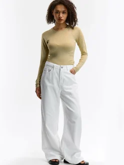 GATE Koszulka z żebrowanej dzianiny| Koszulki I Topy·Koszulki