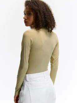 GATE Koszulka z żebrowanej dzianiny| Koszulki I Topy·Koszulki