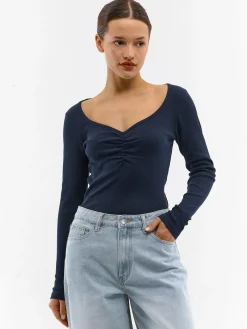 GATE Koszulka z żebrowanej dzianiny| Koszulki I Topy·Koszulki