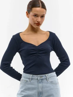 GATE Koszulka z żebrowanej dzianiny| Koszulki I Topy·Koszulki