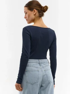 GATE Koszulka z żebrowanej dzianiny| Koszulki I Topy·Koszulki