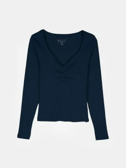 GATE Koszulka z żebrowanej dzianiny| Koszulki I Topy·Koszulki