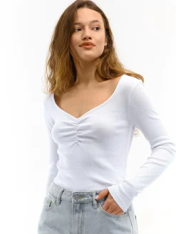 GATE Koszulka z żebrowanej dzianiny| Koszulki I Topy·Koszulki