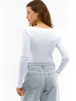 GATE Koszulka z żebrowanej dzianiny| Koszulki I Topy·Koszulki