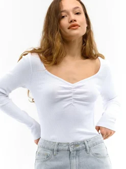 GATE Koszulka z żebrowanej dzianiny| Koszulki I Topy·Koszulki