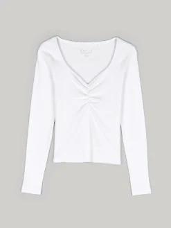 GATE Koszulka z żebrowanej dzianiny| Koszulki I Topy·Koszulki