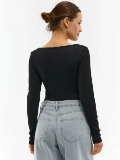 GATE Koszulka z żebrowanej dzianiny| Koszulki I Topy·Koszulki