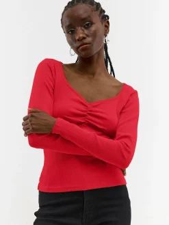 GATE Koszulka z żebrowanej dzianiny| Koszulki I Topy·Koszulki