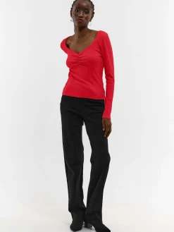 GATE Koszulka z żebrowanej dzianiny| Koszulki I Topy·Koszulki