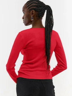 GATE Koszulka z żebrowanej dzianiny| Koszulki I Topy·Koszulki