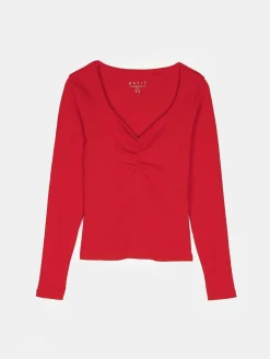 GATE Koszulka z żebrowanej dzianiny| Koszulki I Topy·Koszulki