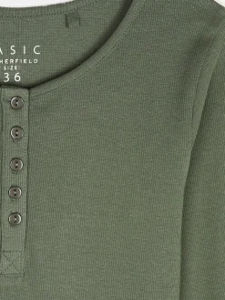 GATE Koszulka z żebrowanej dzianiny z guzikami| Koszulki I Topy·Koszulki