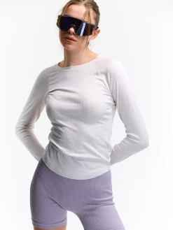 GATE Koszulka z żebrowanej dzianiny| Koszulki I Topy·Koszulki