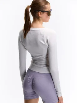 GATE Koszulka z żebrowanej dzianiny| Koszulki I Topy·Koszulki