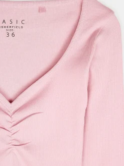 GATE Koszulka z żebrowanej dzianiny| Koszulki I Topy·Koszulki