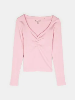 GATE Koszulka z żebrowanej dzianiny| Koszulki I Topy·Koszulki