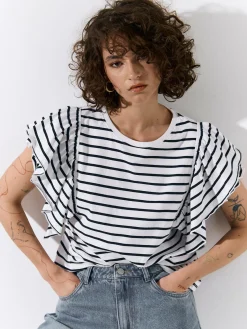 GATE Koszulka z falbaną| Koszulki I Topy·Koszulki