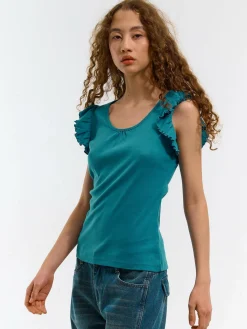 GATE Koszulka z falbaną| Koszulki I Topy·Koszulki