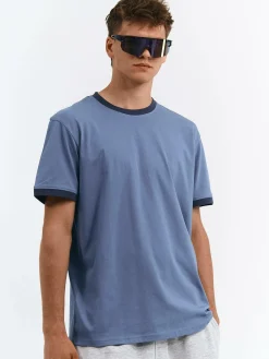 GATE Koszulka z kontrastową łamówką| Koszulki·Koszulki ☀️|Koszulki·Basic Koszulki I Podkoszulki