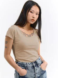 GATE Koszulka z okrągłym dekoltem| Koszulki I Topy·Koszulki