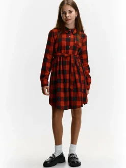 GATE Koszulowa sukienka w kratę|Dzieci Dziewczynki·Sukienki