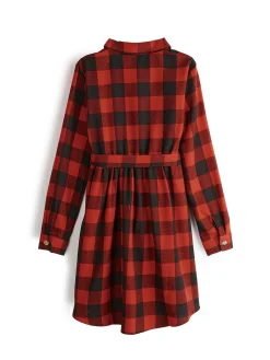 GATE Koszulowa sukienka w kratę|Dzieci Dziewczynki·Sukienki