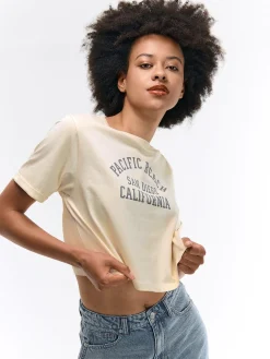 GATE Krótka, bawełniana koszulka z nadrukiem| Koszulki I Topy·Koszulki|Koszulki I Topy·Koszulki Z Nadrukiem