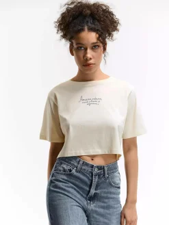 GATE Krótka, bawełniana koszulka z nadrukiem| Koszulki I Topy·Koszulki|Koszulki I Topy·Koszulki Z Nadrukiem